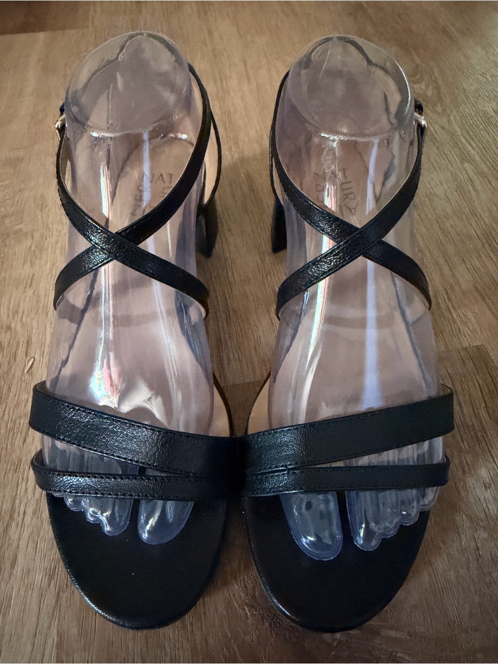 Naturalizer Black Crisscross Strappy Block Heels